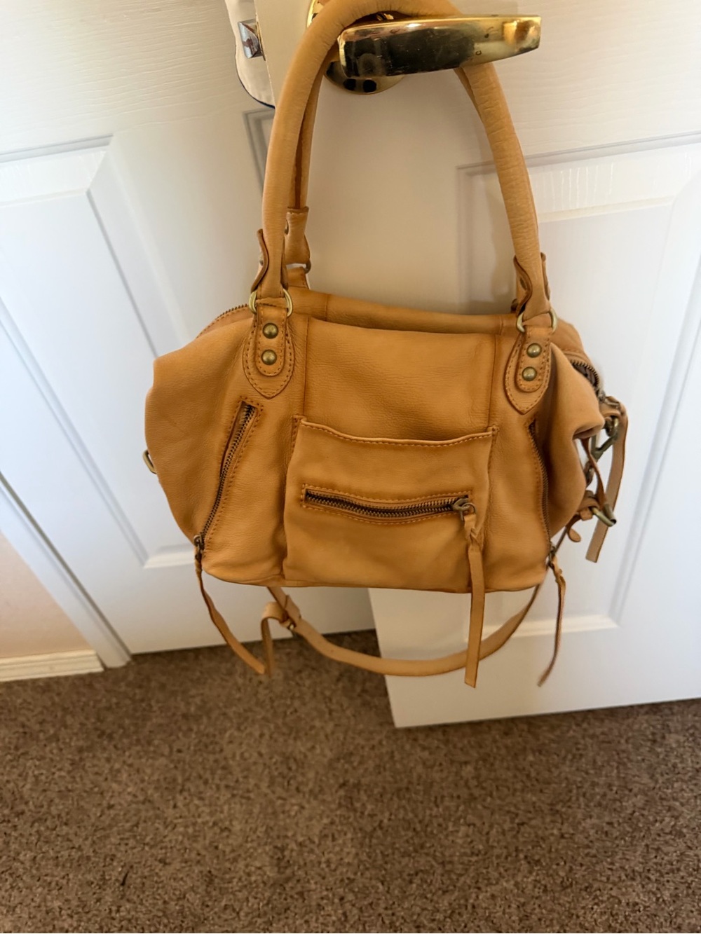 Free People Tan Leather Shoulder Bag